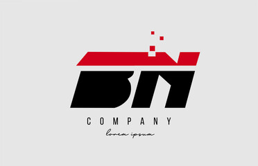 bn b n alphabet letter logo combination in red and black color. Creative icon design for company and business