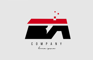 ba b a alphabet letter logo combination in red and black color. Creative icon design for company and business