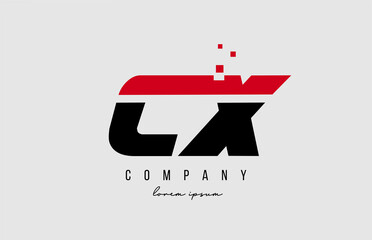 cx c x alphabet letter logo combination in red and black color. Creative icon design for company and business