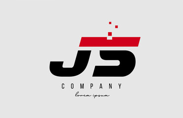 js j s alphabet letter logo combination in red and black color. Creative icon design for company and business