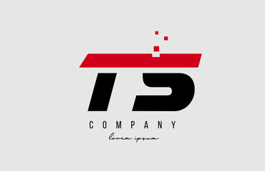 ts t s alphabet letter logo combination in red and black color. Creative icon design for company and business