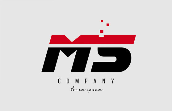 ms m s alphabet letter logo combination in red and black color. Creative icon design for company and business