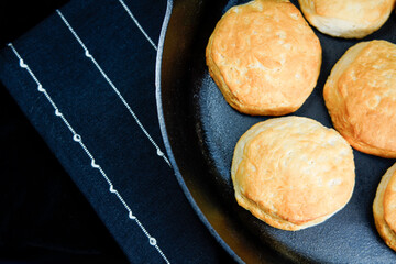 Homemade biscuits with black background 