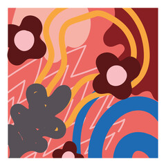 doodle contemporary flowers abstract shapes background