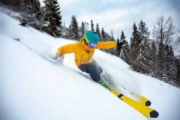 good skiing in the snowy mountains, good winter day, ski season