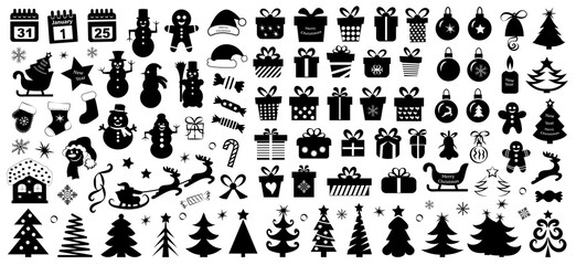 Set of Christmas icons. Vector illustration..