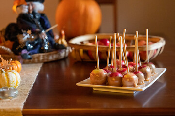 Caramel Apples on fall table