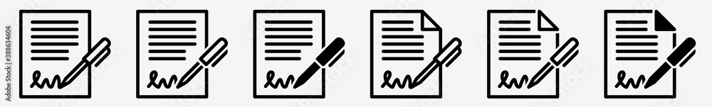 Poster contract signature sign | pen signing icon isolated vector