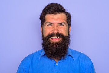 Smiling man portrait. Happy bearded man. Smile. Close up portrait of smiling bearded man. Isolated. Bearded man.