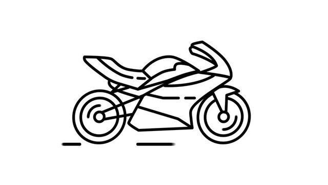 Motorcycle line icon on the Alpha Channel