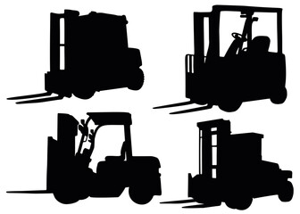 Forklift in a set. Transport for the carriage of goods.