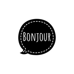''Bonjour'' (''Hello'' in french) Speech Bubble Design / Word Lettering Illustration © D'Arcangelo Stock