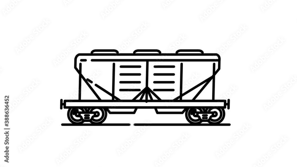 Poster hopper railway wagon line icon on the alpha channel