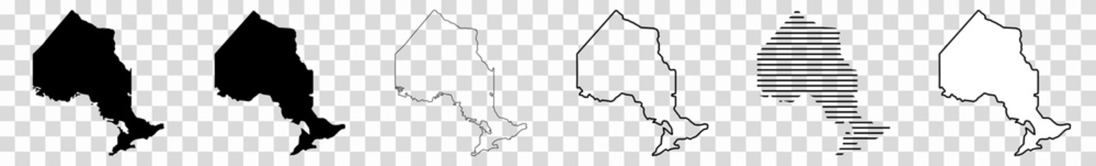 Ontario Map Black | Province Border | Canada State | Canadian | America | Transparent Isolated | Variations - obrazy, fototapety, plakaty