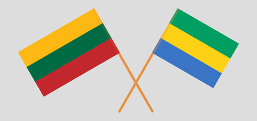 Crossed flags of Gabon and Lithuania