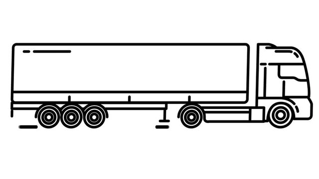 Semi-Trailer Truck line icon on the Alpha Channel