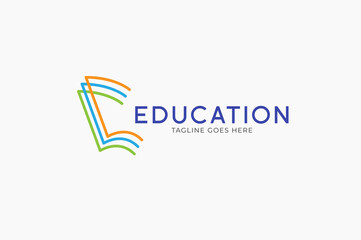 Full Colour Book Logo, illustration of line book for education logo template design, vector illustration