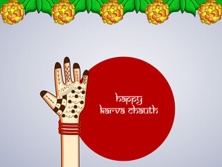 illustration of elements of Hindu Festival Karva Chauth background