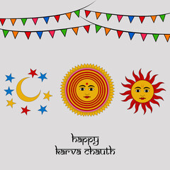 Fototapeta na wymiar illustration of elements of Hindu Festival Karva Chauth background