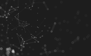 Abstract background. Molecules technology with polygonal shapes, connecting dots and lines. Connection structure. Big data visualization.