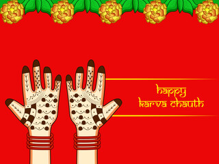 illustration of elements of Hindu Festival Karva Chauth background