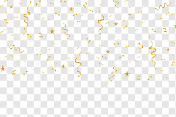 celebration background with gold confetti. Gold glitter confetti flying vector background