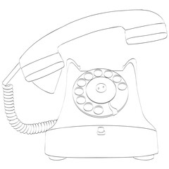contour or silhouette of an old vintage telephon with handset