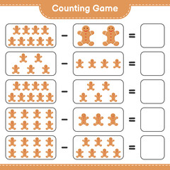 Fototapeta na wymiar Counting game, count the number of Gingerbread Man and write the result. Educational children game, printable worksheet, vector illustration