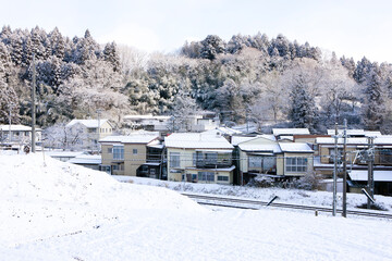 Fototapeta premium 雪の降り積もる平泉町