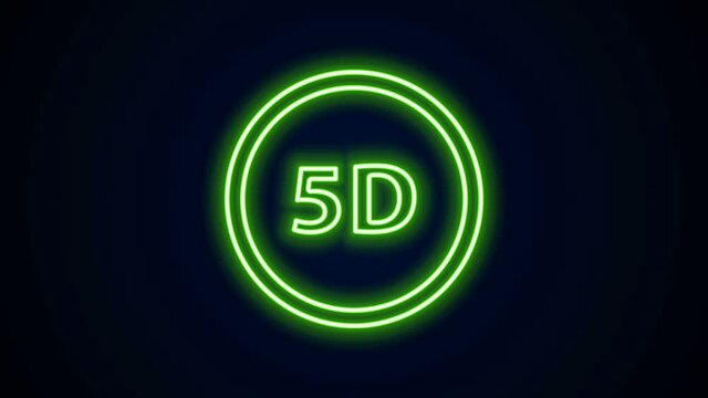 Glowing neon line 5d virtual reality icon isolated on black background. Large three-dimensional logo. 4K Video motion graphic animation.