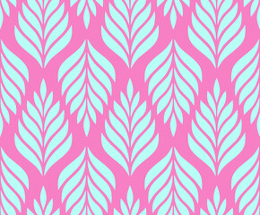 Vector geometric seamless pattern. Modern stylish floral background with leaves.