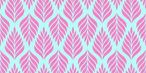 Vector geometric seamless pattern. Modern stylish floral background with leaves.