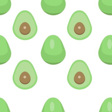 seamless background with avocado on white background