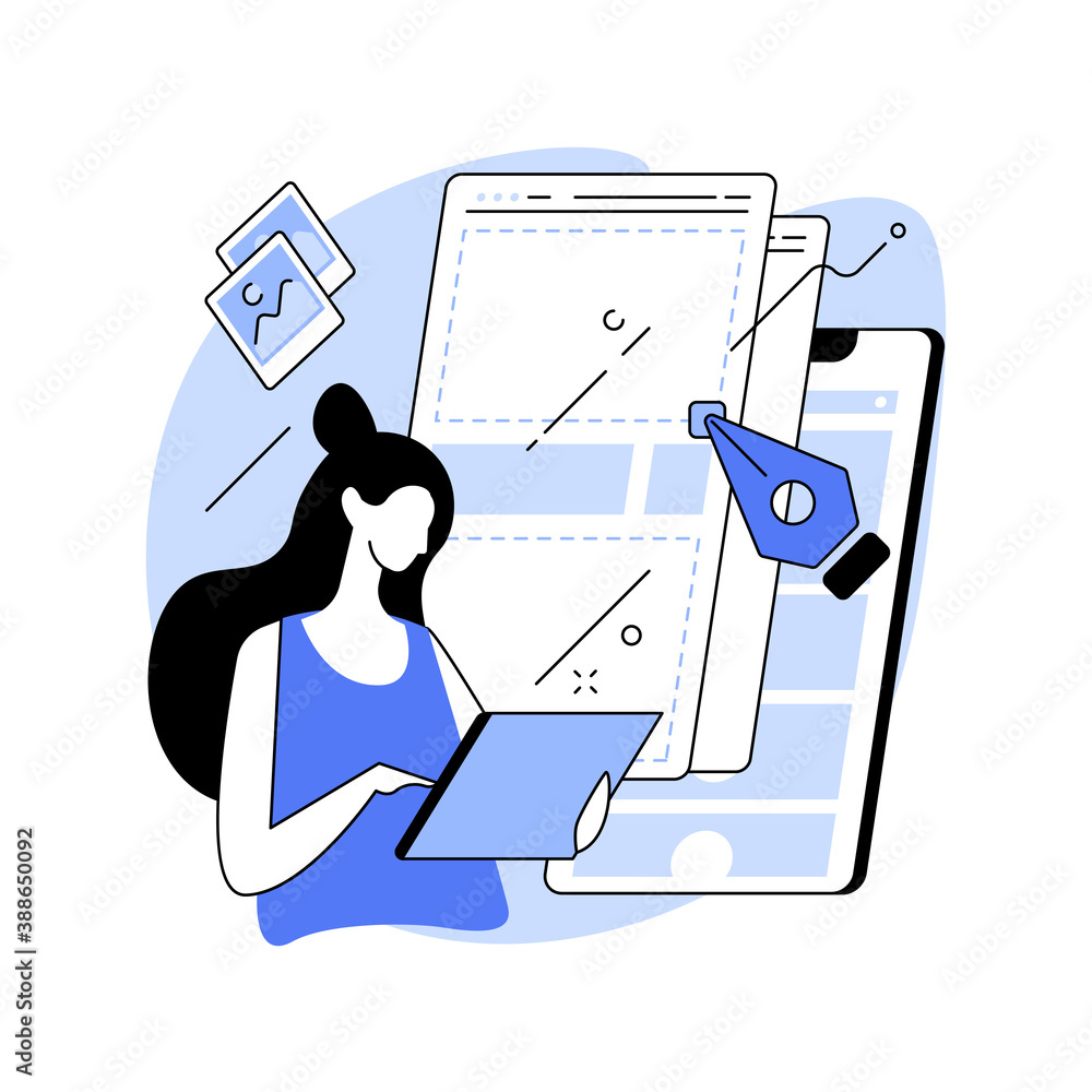 Poster ui and ux design abstract concept vector illustration. mobile app ui design, website ux, user interf