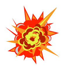 Powerful explode animation. Bomb explosion, dynamite detonation or lightning burst isolated on white background. Bang effect vector illustration