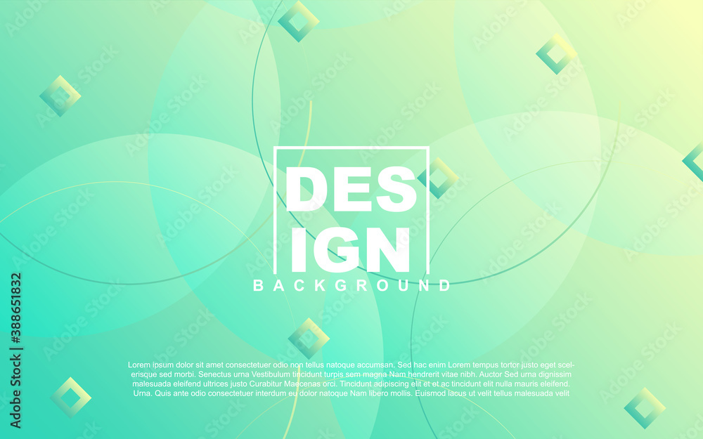 Poster trendy gradient design abstract geometric background with dynamic soft green and yellow color. liqui