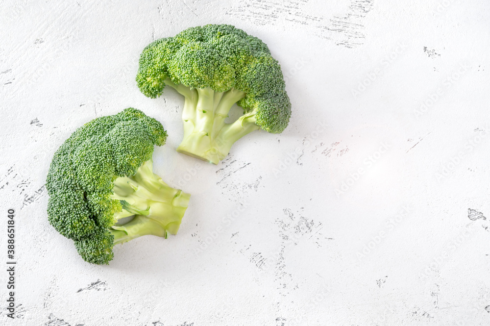 Poster fresh broccoli on white background