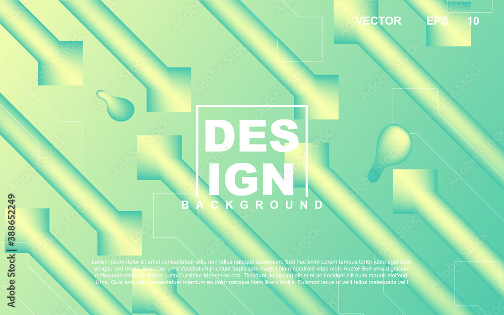 Poster trendy gradient design abstract geometric background with dynamic soft green and yellow color. liqui