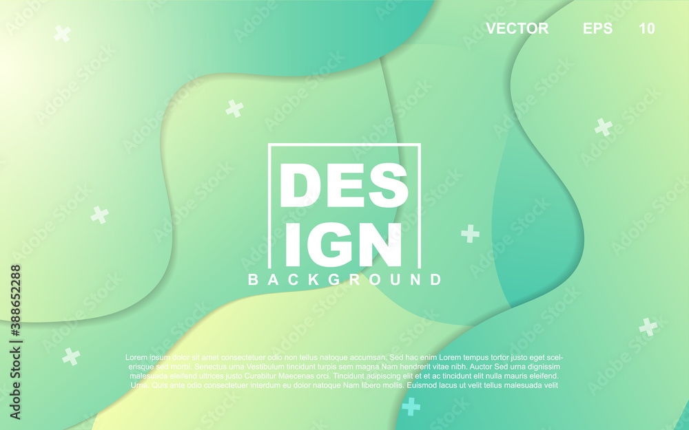 Poster trendy gradient design abstract geometric background with dynamic soft green and yellow color. liqui