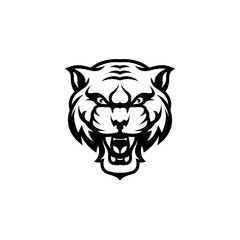 angry tiger head vector on white background