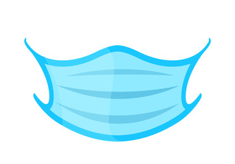 medical mask isolated on white, mock-up face blue mask for clip art, the mask of flu protection