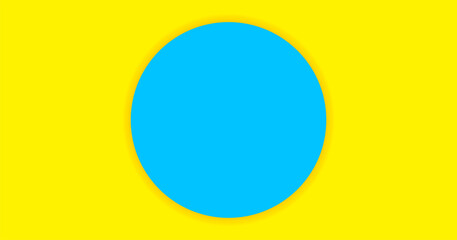 simple circle light blue on yellow background for banner, copy space, paper circle blue color and yellow for background
