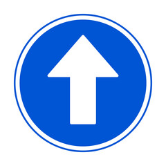 Blue Round One Way Arrow Sign. Vector Image.