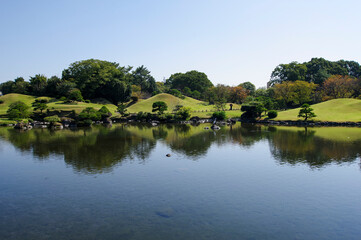 熊本にある水前寺公園の日本庭園