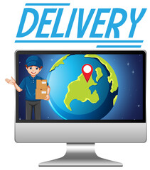 Computer with delivery logo