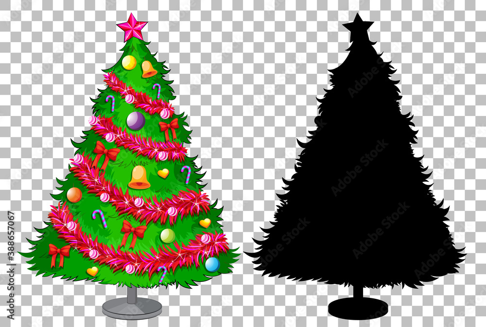 Wall mural set of christmas tree on transparent background