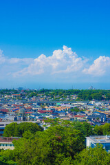 調布の街並みと入道雲