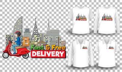 Naklejka premium Set of mockup shirt with delivery theme
