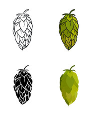 Stylized hop icons.Hops vector visual graphic icons or logos, ideal for beer, stout, lager, bitter labels or packaging.