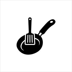 pan and spatula, frying pan, icon, vector design trendy